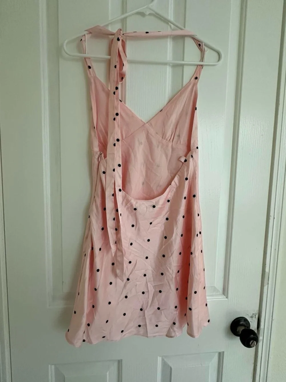 Princess Polly Blush Pink Satin Polka Dot Mini Dress